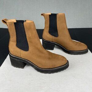 Madewell Kristin Chelsea Boots Womens 9.5 Brown Leather Lugsole Combat Chunky